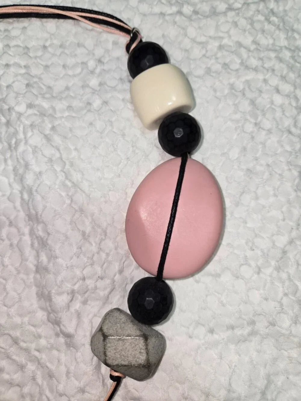 Cliché Italy Statement Beaded Necklace Pink Black Resin Modern Artisan